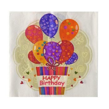 ΧΑΡΤΟΠΕΤΣΕΤΕΣ 20 ΤΕΜ HAPPY BIRTHDAY BALLOONS 16,5 Χ 16,5cm