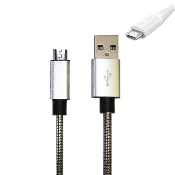 ΚΑΛΩΔΙΟ ΤΑΧΕΙΑΣ ΦΟΡΤΙΣΗΣ ΜΕΤΑΛΛΙΚΟ MICRO USB ΑΣΗΜΙ 1m (GS05)