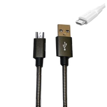 ΚΑΛΩΔΙΟ ΤΑΧΕΙΑΣ ΦΟΡΤΙΣΗΣ ΜΕΤΑΛΛΙΚΟ MICRO USB ΜΑΥΡΟ 1m (GS05)