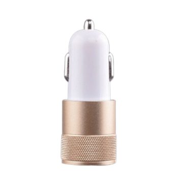 ΑΝΤΑΠΤΟΡΑΣ ΑΥΤΟΚΙΝΗΤΟΥ METAL ΧΡΥΣΟΣ ΜΕ 2 ΘΥΡΕΣ USB DC5V , 2.1 A/ 1.0 A